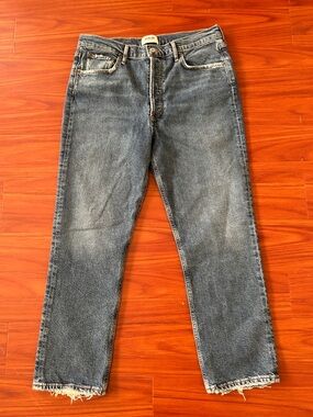 Agolde Washed Blue Slim Straight Jeans